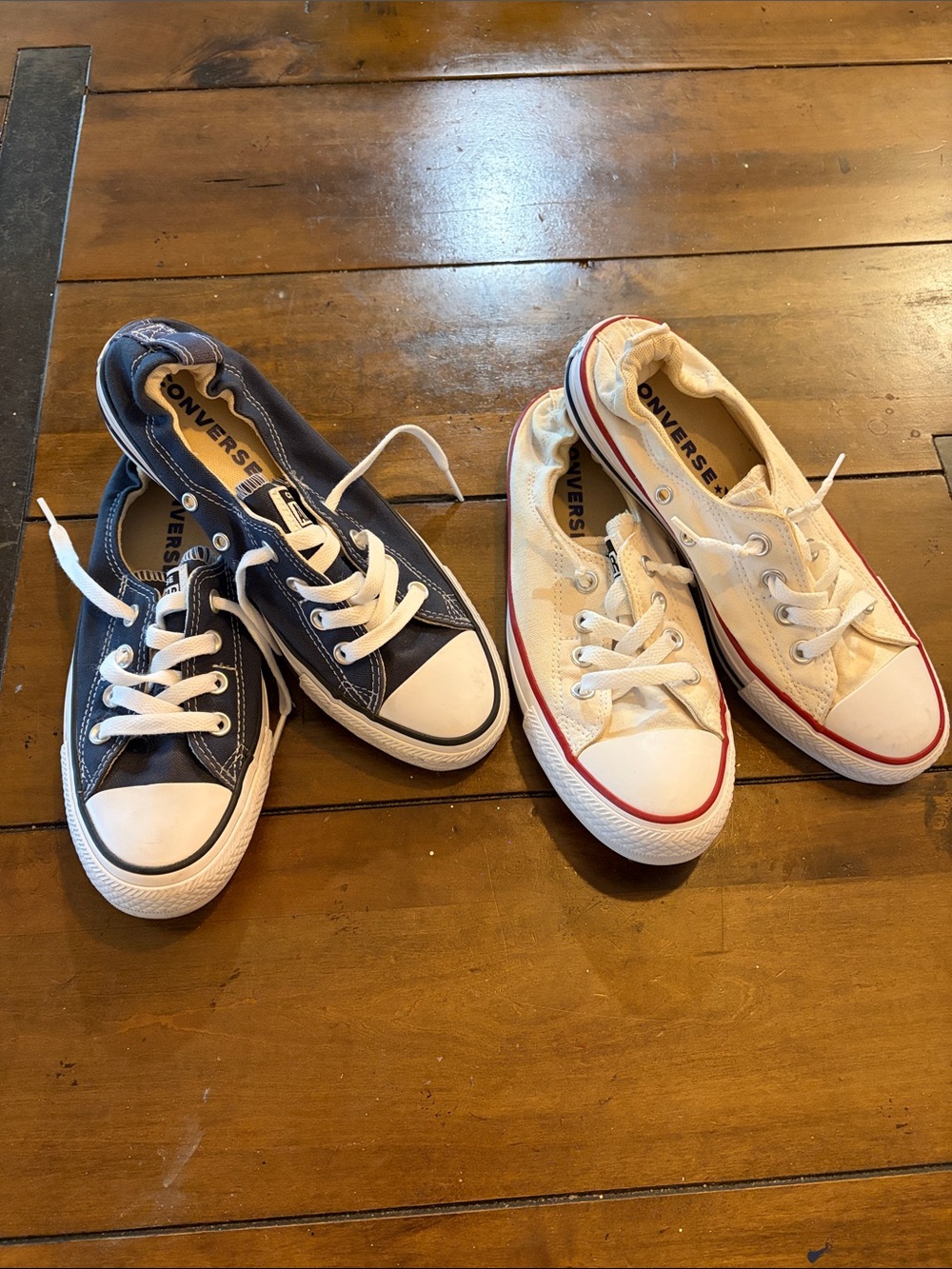 Converse Women’s Low-Top Sneakers in Navy and Off-White slip-ons